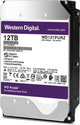 Жесткий диск SATA3 12Tb [WD121PURZ] Western Digital Purple, 7200rpm, 256Mb