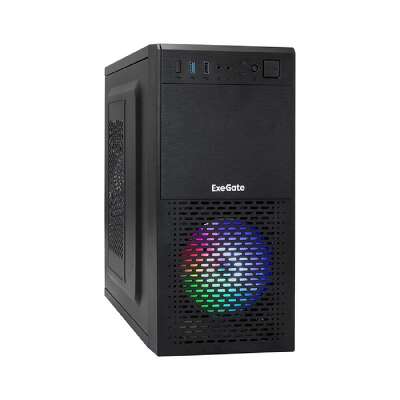Exegate EX292981RUS Корпус Minitower ExeGate mEVO-7807 (mATX, без БП, 1*USB+1*USB3.0, черный 1x12 см с RGB подсветкой)