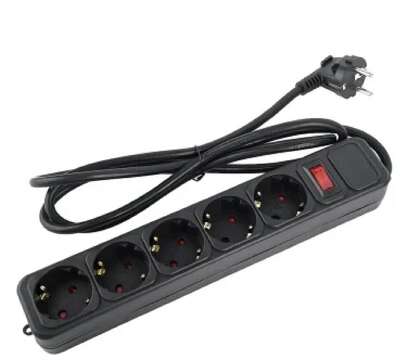 Perfeo сетевой фильтр "REAL POWER", 5,0м, 5 розеток, 16А, 3500 Вт, тройная защита, черный. [PF_E1503]