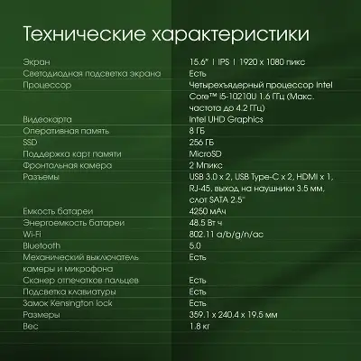 Ноутбук Digma Pro Fortis M 15.6" FHD IPS i5 10210U/8/256 SSD/Dos