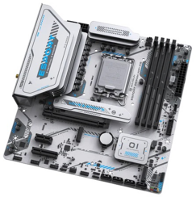 Материнская плата MAXSUN MS-eSport Z890M WIFI ICE, LGA1851, Z890, 4*DDR5, 4*SATA3, 3*M.2, USB 3.2, USB 2.0, Type-C, 1*PCIEx16, 1*PCIex4, 1*PCIex1, HDMI+DP, ATX