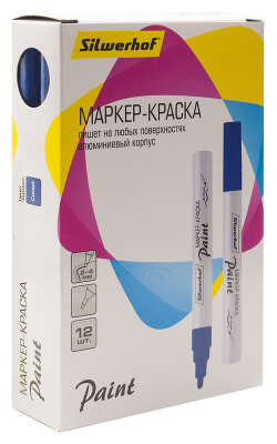 Маркер лаковый Silwerhof Paint круг. пулевидный пиш. наконечник 2-4мм металический корпус синий коробка картонная