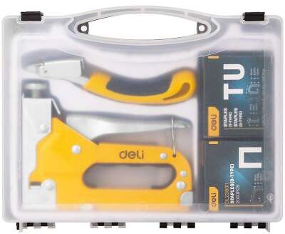 Мебельный степлер Deli DL238105 с набором скоб + антистеплер Набор: 2000шт D-тип. 2000шт Т-тип. 2000шт U-тип, 1шт скобоудалитель.