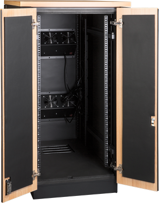 Шкаф Шкаф LANMASTER SOUNDPROOF звукоизолированный 24U 750x1130 мм, отделка под дерево, цвет лиственница