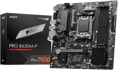 Материнская плата MSI PRO B650M-P B650, AM5, 4*DDR5, 1*PCIEx16, 2*PCIEx1, 2*M.2, 1*TypeC, 2*USB3.2Gen2, 4*USB3.2Gen1, 8*USB2.0, 4*SATA3.0, 2.5G, VGA, DP, HDMI, M-ATX, RTL