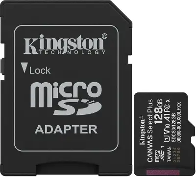 Карта памяти 128 Гб Micro SDXC Kingston Class 10 UHS-I U1 A1 V 10 Select Plus [SDCS3/128GB]