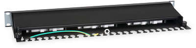 патч-панель Cabeus PL-24-Cat.6a-SH-Dual IDC Патч-панель 19" (1U), 24 порта RJ-45, категория 6a, полностью экранированная, с задним кабельным организатором