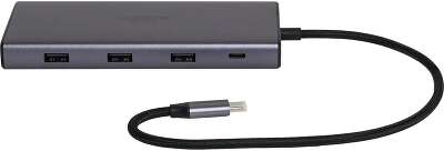 Конвертер UGREEN CM639 (15534) Revodok Pro 10-in-1 8K@30Hz USB-C to 1*USB3.0&2*USB2.0&USB-C3.0&2*HDMI&RJ45 Gigabit&SD&TF&PD. Цвет: серый