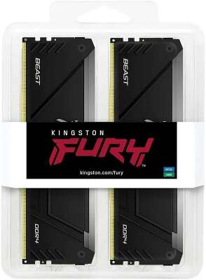 Модуль памяти 32GB Kingston FURY Beast RGB KF432C16BB2AK2/32 DDR4 3200 DIMM Gaming Memory Non-ECC, CL16, 1.35V, Kit (2*16GB), RTL