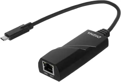 Сетевая карта Digma D-USBC-LAN1000, 1xRJ-45, 1 Гбит/с, USB Type-C, Retail