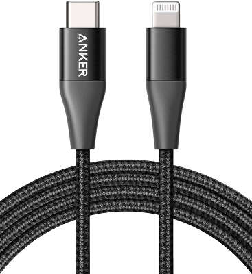 Кабель Anker PowerLine+ II USB-C to Lightning Cable, 1.8 м, кевлар, чёрный [A8653H11]