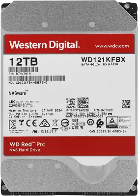 Жесткий диск WD SATA-III 12TB WD121KFBX NAS Red Pro (7200rpm) 256Mb 3.5"