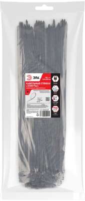 ЭРА Б0066003 Кабельная стяжка NO-225-187 (хомут) нейлоновая 4.8 х 400 мм чёрная (100 шт/уп)