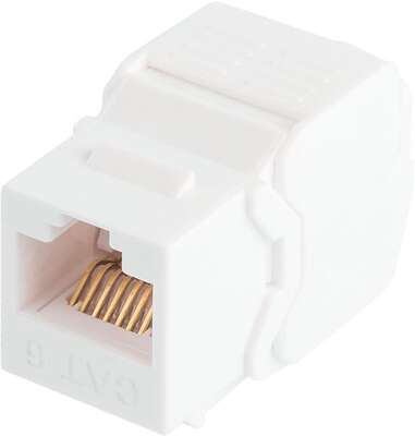 Модуль-вставка NIKOMAX типа Keystone Essential Line, Кат.6 (Класс E), 250МГц, RJ45/8P8C, самозажимной, T568A/B, 180 градусов, неэкранированный, белый