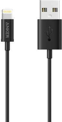 Кабель Anker PVC USB to Lightning Cable, 0.9 м, чёрный [A7101H12]
