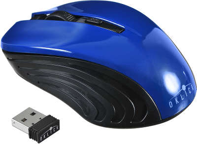 Мышь беспроводная USB Oklick 545MW 1600 dpi, чёрная/синяя