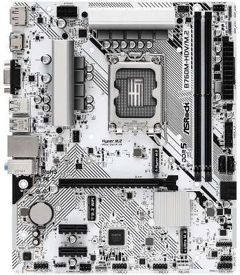 Материнская плата ASRock B760M-HDV/M.2, Socket 1700, Intel®B760, 2xDDR5-4800, D-SUB+HDMI+DP, 1xPCI-Ex16, 2xPCI-Ex1, 4xSATA3(RAID 0/1/5/10), 2xM.2, 8 Ch Audio, 1x2.5GLan, (2+4)xUSB2.0, (3+2)xUSB3.2, (1+0)xUSB3.2 Type-C™, 1xPS/2 mATX, RTL