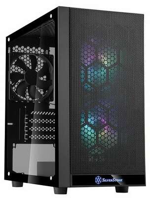 Корпус Silverstone SST-PS15B-PRO Precision Mini Tower Micro ATX Computer Case, tempered glass, 2x 120mm ARGB, 1x ARGB Controller, black