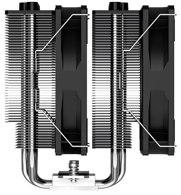 Кулер для процессора ID-COOLING SE-206-XT LGA1700/1200/115X/AM5/AM4 (8шт/кор, TDP 250W, PWM, черный, 6 тепл.трубок + медная база, 2 x FAN 120mm) RET