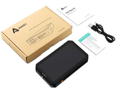 Внешний аккумулятор Aukey 12000 мАч c солнечной панелью, 2xUSB [PB-P8]