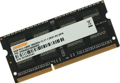 Память DDR3 8GB 1600MHz Digma DGMAS31600008D RTL PC3-12800 CL11 SO-DIMM 204-pin 1.35В dual rank Ret