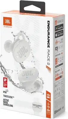Гарнитура внутриканальные JBL Endurance Race 2 белый беспроводные bluetooth в ушной раковине (JBLENDURACE2WHT)