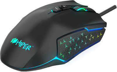 Игровая мышь HIPER DRAKKAR чёрная (USB, 8 кнопок, 4000 dpi, PMW3327, RGB подсветка, регулировка веса)