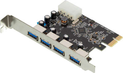 Контроллер PCI-E x1 - 4х USB3.0 , OEM