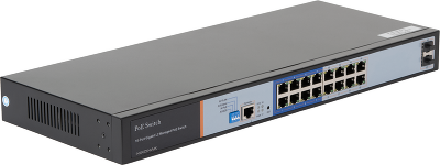 Управляемый L2 PoE коммутатор NIKOMAX, 16 PoE (802.3af/at) портов 10/100/1000Мбит/с 8 до 250 метров cat.6, 2*SFP 1000Мбит/с, 250Вт APO&R