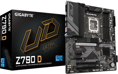 Материнская плата GIGABYTE Z790 D, LGA1700, Z790, 4*DDR5, 4*SATA, 3*M.2, 5*USB 3.2, 2*USB 2.0, Type-C, 3*PCIx16, 2*PCIx1, HDMI+DP, ATX