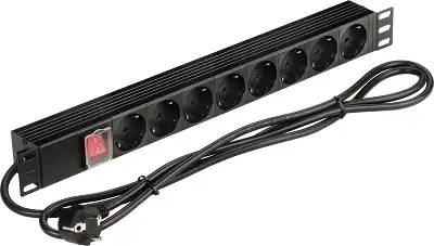 Блок распределения питания Lanmaster NM-PD16A-8XSH+S-2.0 гор.размещ. 8xSchuko базовые 16A Schuko 2м