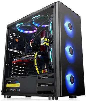 Корпус MidTower Thermaltake V200 Tempered Glass RGB Edition black (mATX, без БП, RGB, 3xUSB Type-A) (CA-1K8-00M1WN-01)