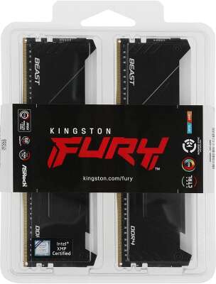 Память Kingston FURY Beast Black RGB DIMM DDR4 32Gb(2х16Gb) PC25600 3200MHz CL16 1.35V (KF432C16BB2AK2/32)