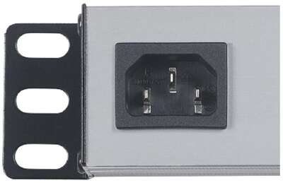 Cabeus PDU-8P Блок евророзеток для 19" шкафов, горизонтальный, 8 розеток, 10 A, выключатель, гнездо под шнур, алюминиевый корпус