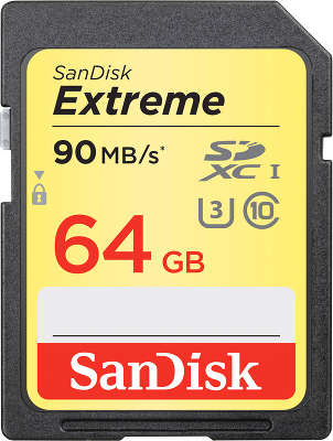 Карта памяти 64 Гб SDXC Sandisk Extreme Class 10 UHS-I [SDSDXNE-064G-GNCIN]
