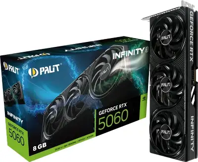 Видеокарта Palit PCI-E 5.0 PA-RTX5060 INFINITY 3 NVIDIA GeForce RTX 5060 8Gb 128bit GDDR7 2280/28000 HDMIx1 DPx3 HDCP Ret