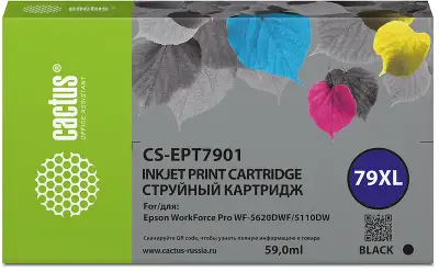 Картридж струйный Cactus CS-EPT7901 79XL черный (59мл) для Epson WorkForce WF-4630 Pro/WF-4640 Pro/WF-5110 Pro
