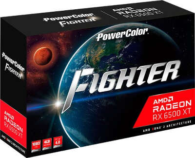 Видеокарта PowerColor AMD Radeon RX 6500 XT Fighter 4Gb DDR6 PCI-E HDMI, DP