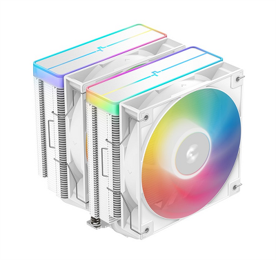 Кулер для процессора DEEPCOOL AG620 WH ARGB V2 LGA20XX/1700/1200/115X/AM5/AM4 (9шт/кор, TDP 260W, PWM, ARGB DUAL Fan 120mm, 6 тепл. трубок, белый) RET (R-AG620-WHAMMN-GJD)