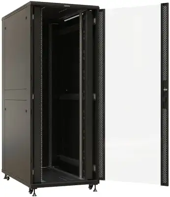 Шкаф коммутационный Hyperline (TTBR-4288-AS-RAL9004) напольный 42U 800x800мм пер.дв.стекл задн.дв.спл.стал.лист 2 бок.пан. 1000кг черный 710мм 2055мм IP20 сталь