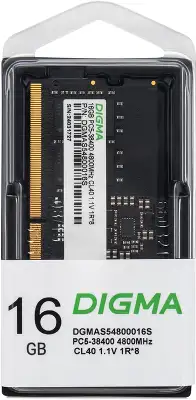 Память DDR5 16GB 4800MHz Digma DGMAS54800016S RTL PC5-38400 CL40 SO-DIMM 262-pin 1.1В single rank Ret