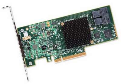 HBA-адаптер Broadcom 9300-8I SGL (LSI00344 / H5-25573-00 / H5-25573-00G) PCIe 3.0 x8 LP, SAS/SATA 12G HBA, 8port(2*int SFF8643), 3008 IOC, {5} (007080)