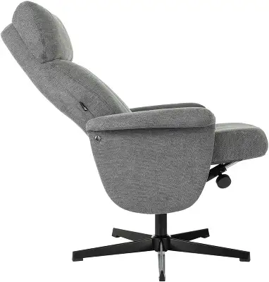 Кресло для дома Бюрократ _Baron с пуфом серый металл черный крестов. (_BARON/GREY)