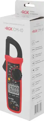 Клещи токоизмерительные RGK CM-10 цифр. измер.ток:переменный/постоянный красный/черный (776417)