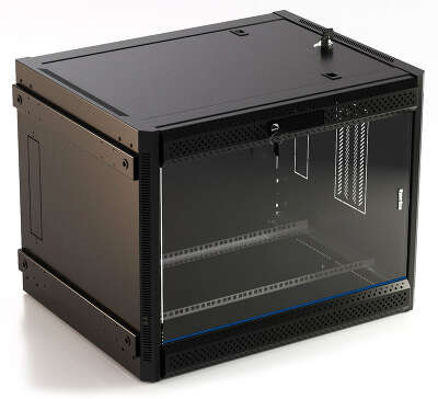 Шкаф коммутационный Hyperline (TWB-FC-1866-GP-RAL9004) настенный 18U 600x600мм пер.дв.стекл 60кг черный 920мм IP20 сталь
