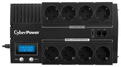 CyberPower BR700ELCD ИБП {Line-Interactive, 700VA/420W USB/RJ11/45/USB charger A (4+4 EURO), 12В/7,2 Ач х 1}