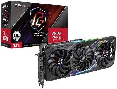Видеокарта ASRock AMD Radeon RX 7700 XT Phantom Gaming OC 12Gb DDR6 PCI-E HDMI, 3DP