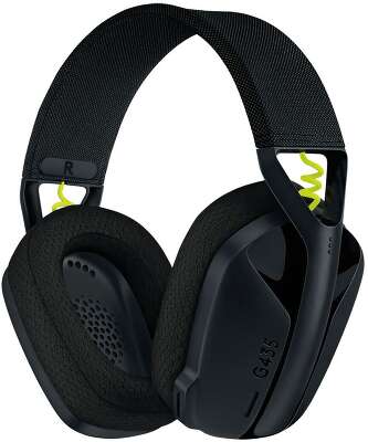 Гарнитура игровая Logitech G435 Black черная, беспроводная, накладной тип, дифузоры 40мм, 20 Гц - 20 кГц, USB Lightspeed + Bluetooth, кабель для зарядки USB-C - USB-A