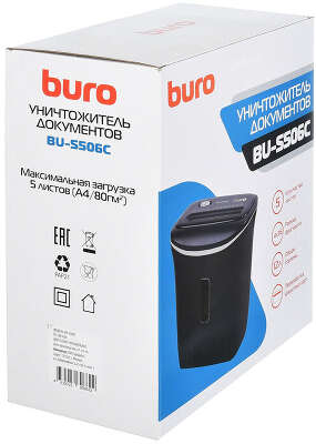 Шредер Buro Home BU-S506C черный (секр.P-4) фрагменты 5лист. 12лтр. пл.карты