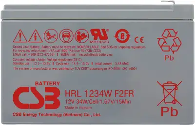 Батарея для ИБП CSB HRL1234W F2 FR 12В 9Ач